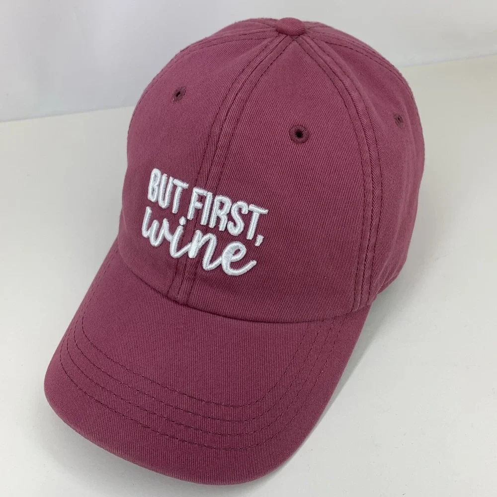 But First, Wine Hat State Of Mine Red Adjustable Strapback OSFM Baseball Cap